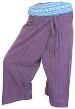FIS17 purple - Yoga Sport Wrap Trousers Fisherman Thailand Cotton pant S-XL - $19.99
