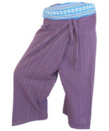 FIS17 purple - Yoga Sport Wrap Trousers Fisherman Thailand Cotton pant S-XL - $19.99