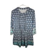 Show Lai Womens 3/4 Sleeve Tunic Blues Hobo Floral Size Large - $13.16