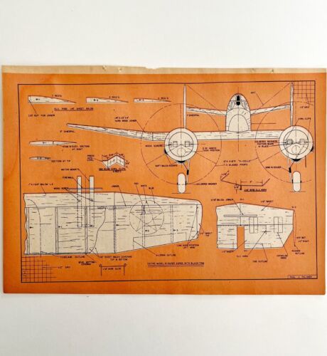 U.S. Navy Airplane Model Blueprint Wing Detail Project Incomplete 1953 ...