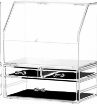 Cosmetic Display Cases with 3 Drawers, Clear, Stackable - $69.29