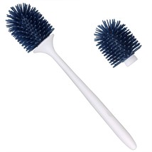 Toilet Brush Bathroom Brush Replace Head (1 Lever + 2 Brush Heads)(White &amp; Blue) - $11.99