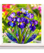 Acrylic Stained Glass Iris Suncatcher 2D Flat 8in Window Hanging Floral ... - €22,08 EUR