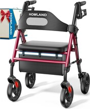HOMLAND Foldable Rollator Walkers with Seat for Seniors, 8&#39;&#39; Big Wheels,... - $71.25