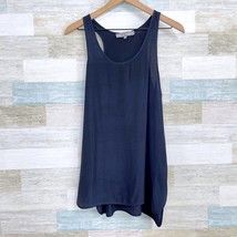 Lola &amp; Sophie Longline Scoop Neck Silky Tank Top Navy Blue Womens Small - £11.89 GBP