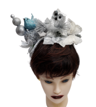Hoo, Hoo, Hoo! Ugly Christmas Holiday Silver Owl Blue Bird Headband Handmade - £35.72 GBP