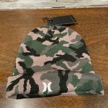 Hurley Icon Cuffed Camo Beanie Winter Hat Army Green Men&#39;s Osfm Nwt Blink182 - £18.66 GBP