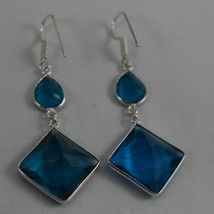 925 Sterling Silver Blue Topaz Gemstone Handmade Earrings Women HerGift BES-1343 - £28.98 GBP