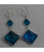 925 Sterling Silver Blue Topaz Gemstone Handmade Earrings Women HerGift ... - £29.42 GBP