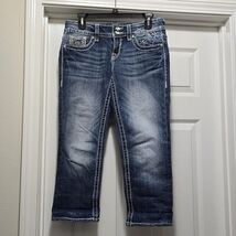 Vigoss Women Chelsea Stretch Capri Denim Jeans Contrast Stitch Jewel Wom... - $23.28