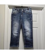 Vigoss Women Chelsea Stretch Capri Denim Jeans Contrast Stitch Jewel Wom... - $427.60 MXN