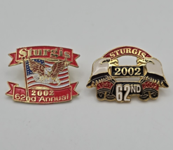 Vintage Sturgis 62nd 1941-2002 Eagle Flag Jacket Lapel Tack Pin - Set of 2 - $14.50