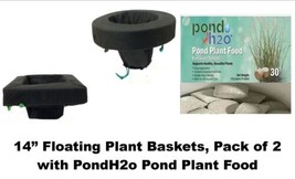 PondH2o Floating Plant Flower Fabric Baskets, Plant Food, 14&quot; Square &amp; 14&quot; Round - £35.65 GBP