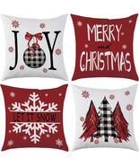 Merry Christmas Red Throw Pillow Covers 18 X 18 Inch Set of 4 Christmas ... - $14.71