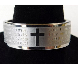 29 x Kids Stainless Steel Bible Lord&#39;s Prayer Cross Ring English &amp; Portuguese - £37.47 GBP