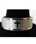 29 x Kids Stainless Steel Bible Lord&#39;s Prayer Cross Ring English &amp; Portu... - £36.86 GBP