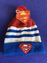 Official DC Comics Superman Super Hero Knit Cuffed Beanie Toque With Pom Pom - £10.48 GBP