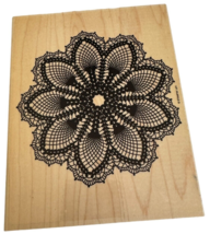 Stampin Up Rubber Stamp Hello Doily Background Large Flower Geometric Lace Big - £7.86 GBP