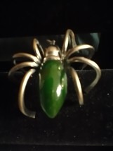 Vtg. Green Bakelite and Brass Spider Costume Jewelry Pin - £193.88 GBP