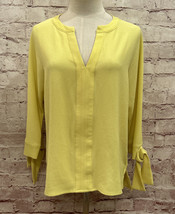 7th Avenue Yellow Crepe Popover Blouse SMALL NEW V Neck 3/4 Sleeve - £22.81 GBP
