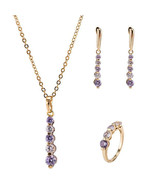 Rhinestone Beading Pendent Set comes with Ring Necklace and Earrings - £31.38 GBP