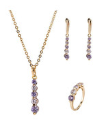 Rhinestone Beading Pendent Set comes with Ring Necklace and Earrings - $769.12 MXN