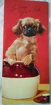 Vintage Little Dog In Jar So Sorry Your Sick Card 1960s - £3.18 GBP