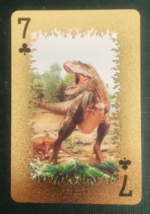 Animal-Themed Golden Foil PVC Mini Playing Card Tyrannosaurus 7 Clubs - $1.84