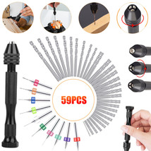 59Pcs Pin Vise Mini Micro Hand Twist Drill Bits Set Rotary Tools Diy Cra... - £18.82 GBP