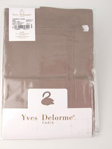 Yves Delorme Triomphe Taupe Euro Shams Pair Solid Sureau Cotton Sateen Paris NEW - £55.95 GBP