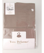 Yves Delorme Triomphe Taupe Euro Shams Pair Solid Sureau Cotton Sateen P... - £55.95 GBP