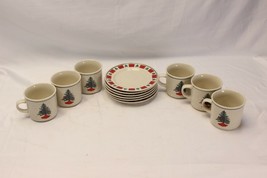 Folk Craft Holiday Christmas 6 Cups 6 Saucers - $25.47