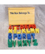 Wooden ABC Alphabet Letter Toy Colored Wood w/ Storage Box - $240.95 MXN
