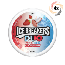 Full Box 8x Tins Ice Breakers Duos Fruit + Cool Strawberry | 50 Per Tin | 1.3oz - £23.31 GBP