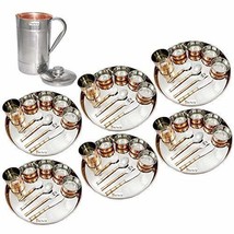 Prisha India Craft  Set of 6 Dinnerware Traditional Stainless Steel Copp... - £329.92 GBP