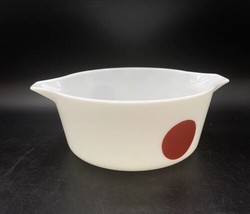 Pyrex Moon Deco 2.5 Qt Casserole #475 B  No Lid White With Red Dot - £49.05 GBP