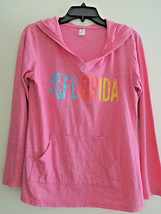 Ladies Top Size M Hot Pink L/S Hooded Top - FLORIDA Wording Sparkles FL ... - £4.22 GBP