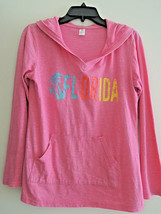 Ladies Top Size M Hot Pink L/S Hooded Top - FLORIDA Wording Sparkles FL Souvenir - £4.29 GBP