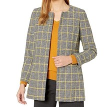 NEW KASPER GRAY YELLOW PLAID OPEN FRONT CAREER JACKET  SIZE 16 W WOMEN  ... - £63.79 GBP