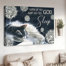 White cat dandelion Give it to God and go to sleep Gift for Jesus Christ Canvas - £18.02 GBP+