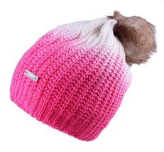 Bench Women&#39;s Acrylic Raspberry Cream Corked Bobble Faux Fur Pom Beanie NWT - $20.95