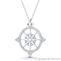 Northstar Compass Sailor Pendant CZ Crystal 925 Sterling Silver &amp; Chain Necklace - £24.85 GBP