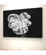 Girl Sketch Hair Print Canvas Wall Art Decor Black White  - $408.19 CAD