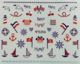 Nail Art 3D Decal Stickers Beach USA Sail Boat American Fourth of July Bird E256 - £2.54 GBP