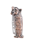 Tiger Pattern Vintage Butane Lighter with Clasp Folding Knife Tool (sans FUEL) - $18.95