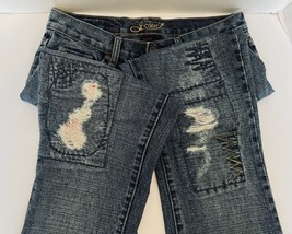 Distressed  J Star Women&#39;s Jeans Boot Leg Medium Wash Blue Denim Size 7/8 - $21.66