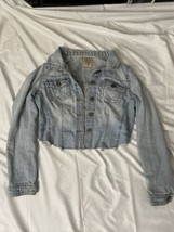 Highway Jeans Distressed Cropped Long Sleeve Denim Jacket sz L  - £12.47 GBP