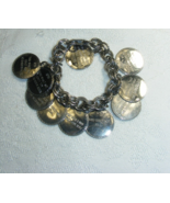 Vintage 7&quot; Chain Link Silver Tone Bracelet 10 Commandments Pendants 16-D - €37,99 EUR