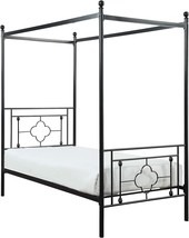 Black Twin-Sized Lexicon Omaha Metal Canopy Bed. - £223.42 GBP