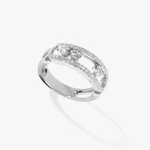 Fashion classic M brand logo925 sterling silver mobile belt diamond ring trend p - £58.77 GBP